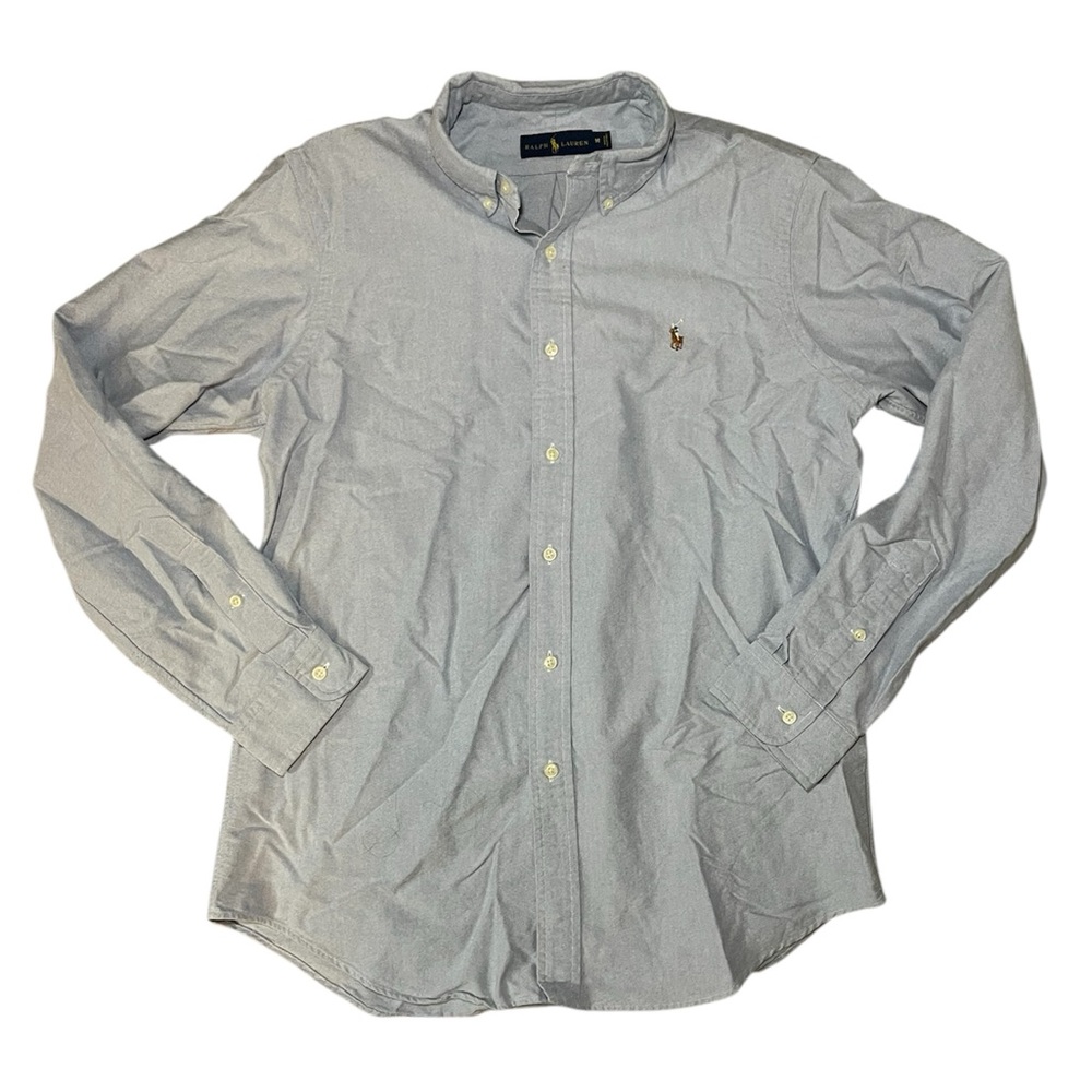 Ralph Lauren Shirt Mens Size Medium Long Sleeve Blue Oxford Button Down Pony